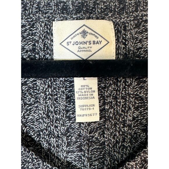 St John's Bay Women's V-Neck Cotton Blend Long Sleeve Cable Knit Sweaters Size L - Picture 2 of 3